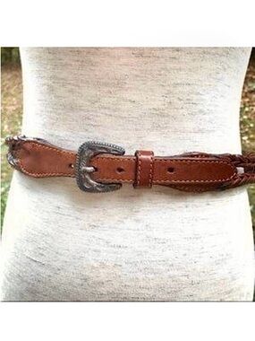 Fossil Woven Leather & Silver Plated Hardware XS - S